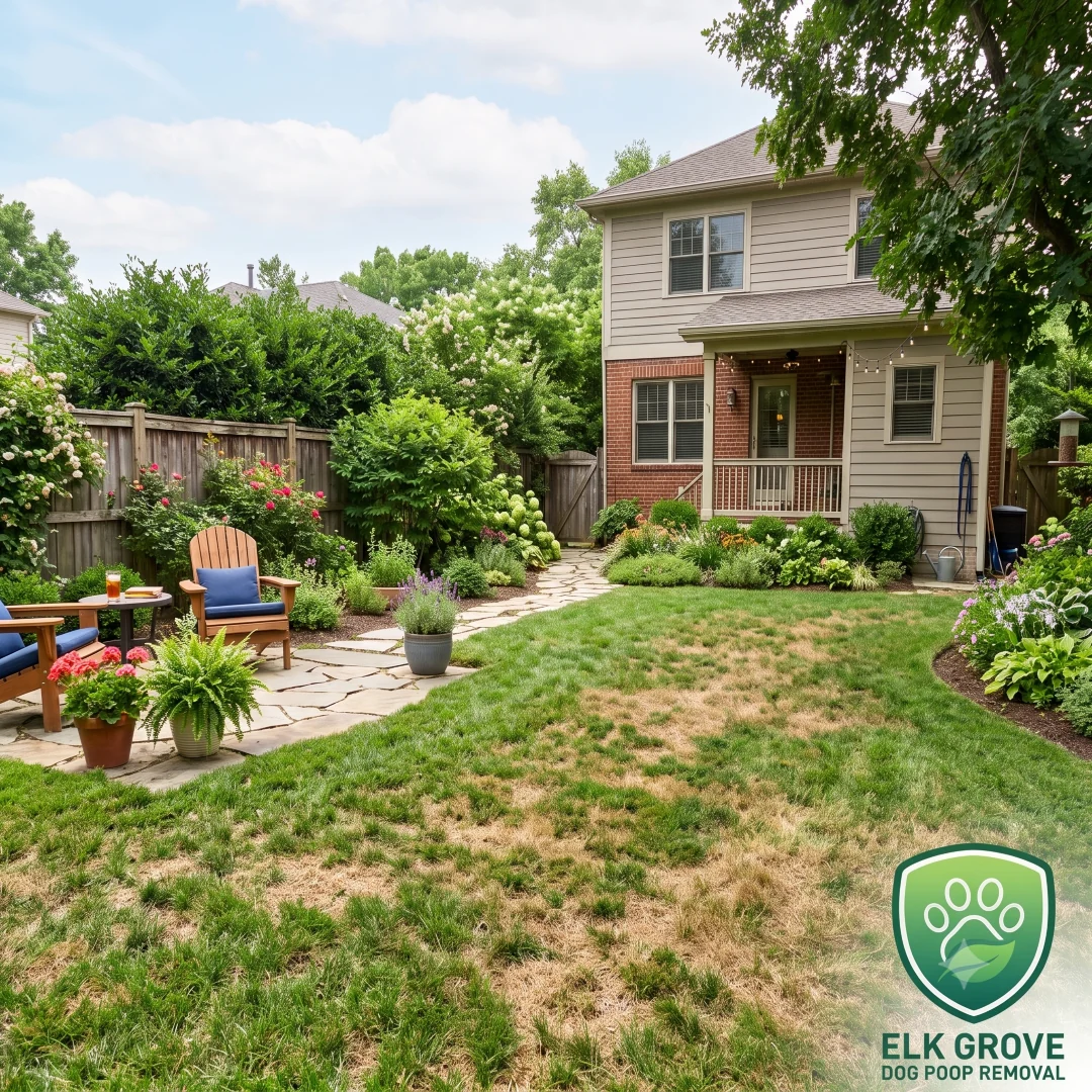 Lawn showing dry grass spots that may benefit from lawn care